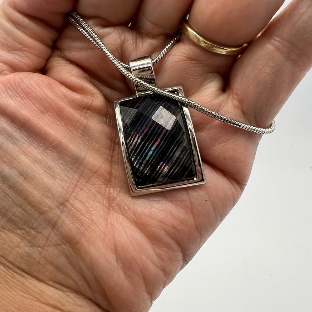 Dichroic Glass Multicolored Chic Silver Pendant Necklace - Picture 7 of 7
